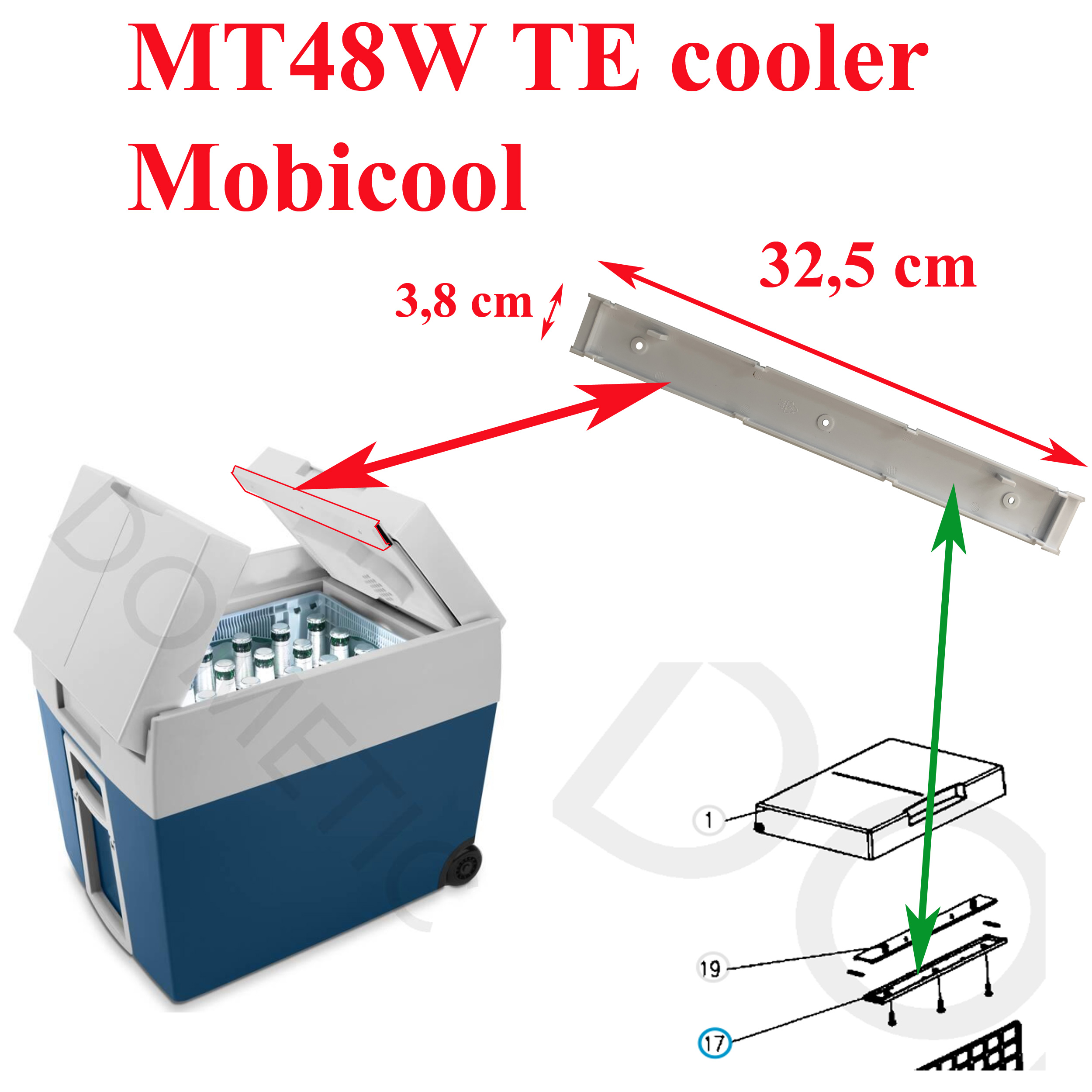 Mobicool, MT48W plaque (partie du dessous) de fermeture entre les deux couvercles amovible