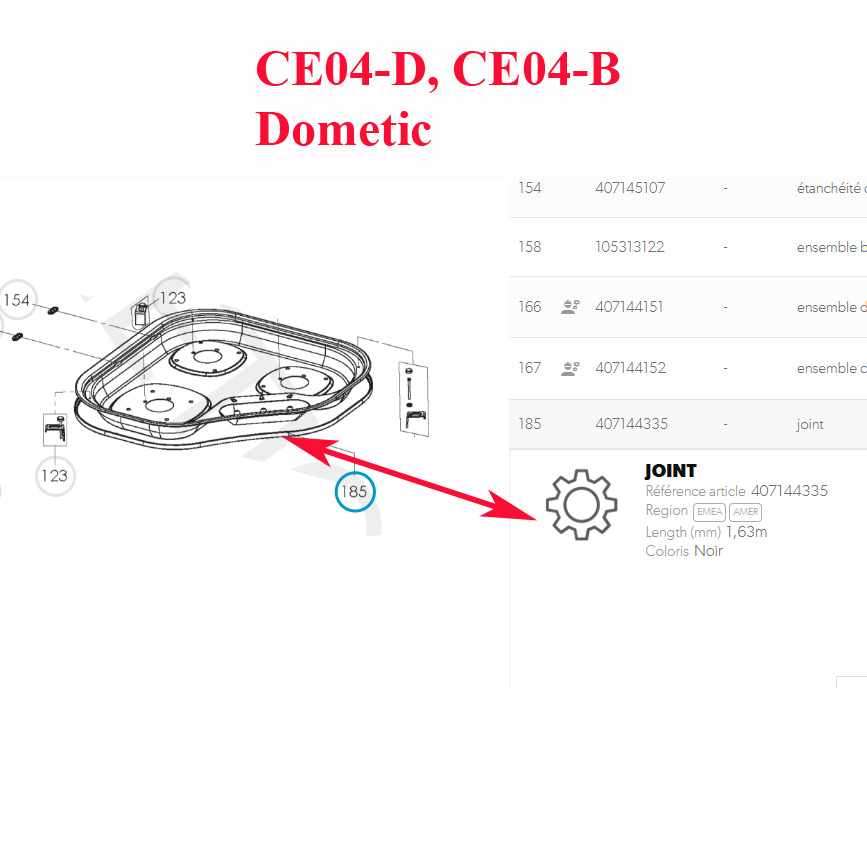 Cramer, joint de la gazinière d’une longueur de 1,7 m pour les modèles CE04-D, CE04-B – Image 3