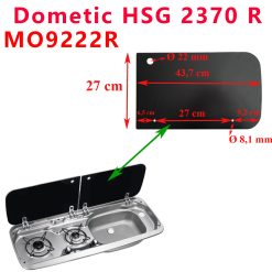 Dometic, couvercle ou plateau en verre noir, côté Droit de la gaziniere des ensembles gazinières et éviers : HSG 2370 R, MO9222R