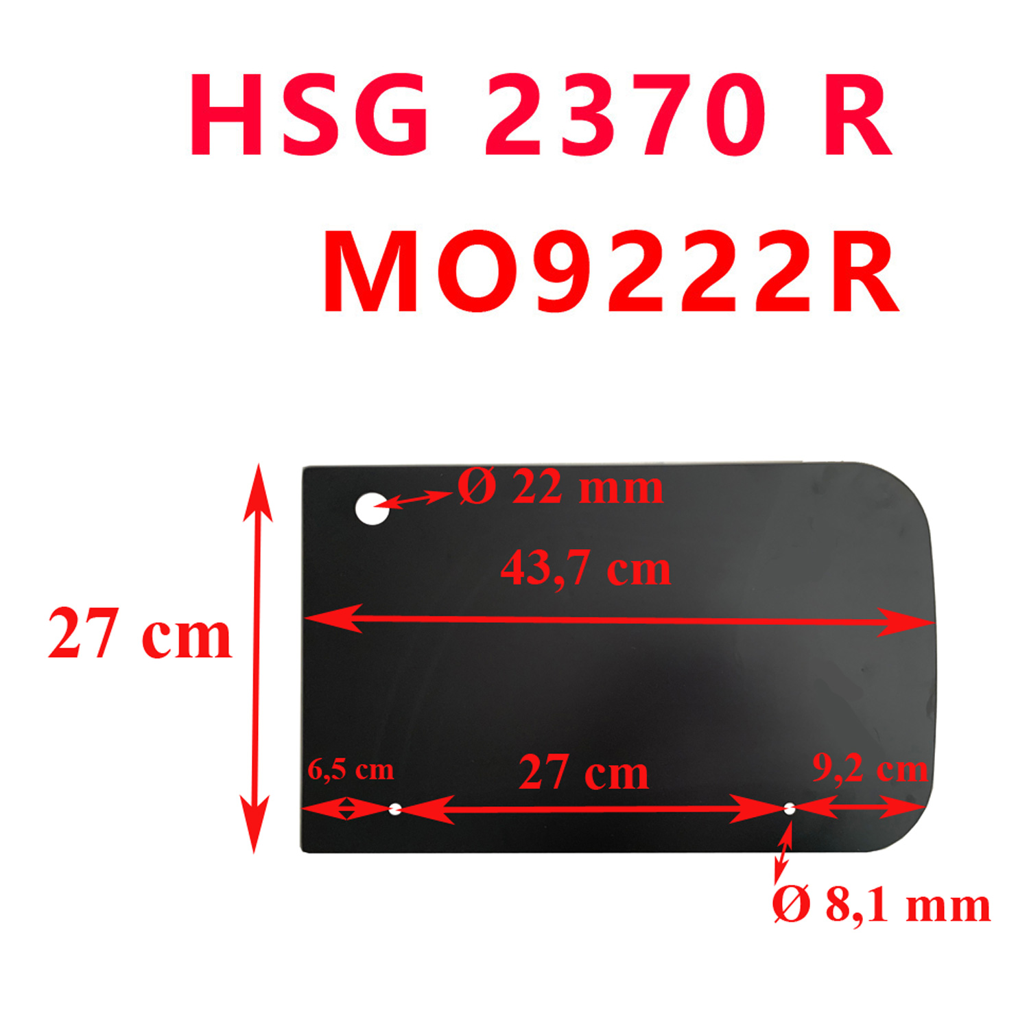 Dometic, couvercle ou plateau en verre noir, côté Droit de la gaziniere des ensembles gazinières et éviers : HSG 2370 R, MO9222R – Image 2