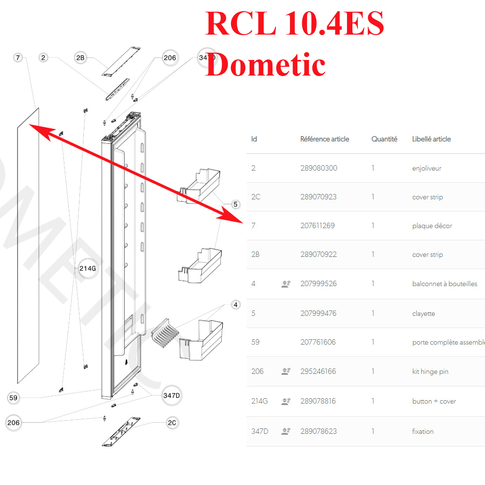 Dometic, plaques décor de la porte des réfrigérateurs des modèles RCL10.4E – Image 2