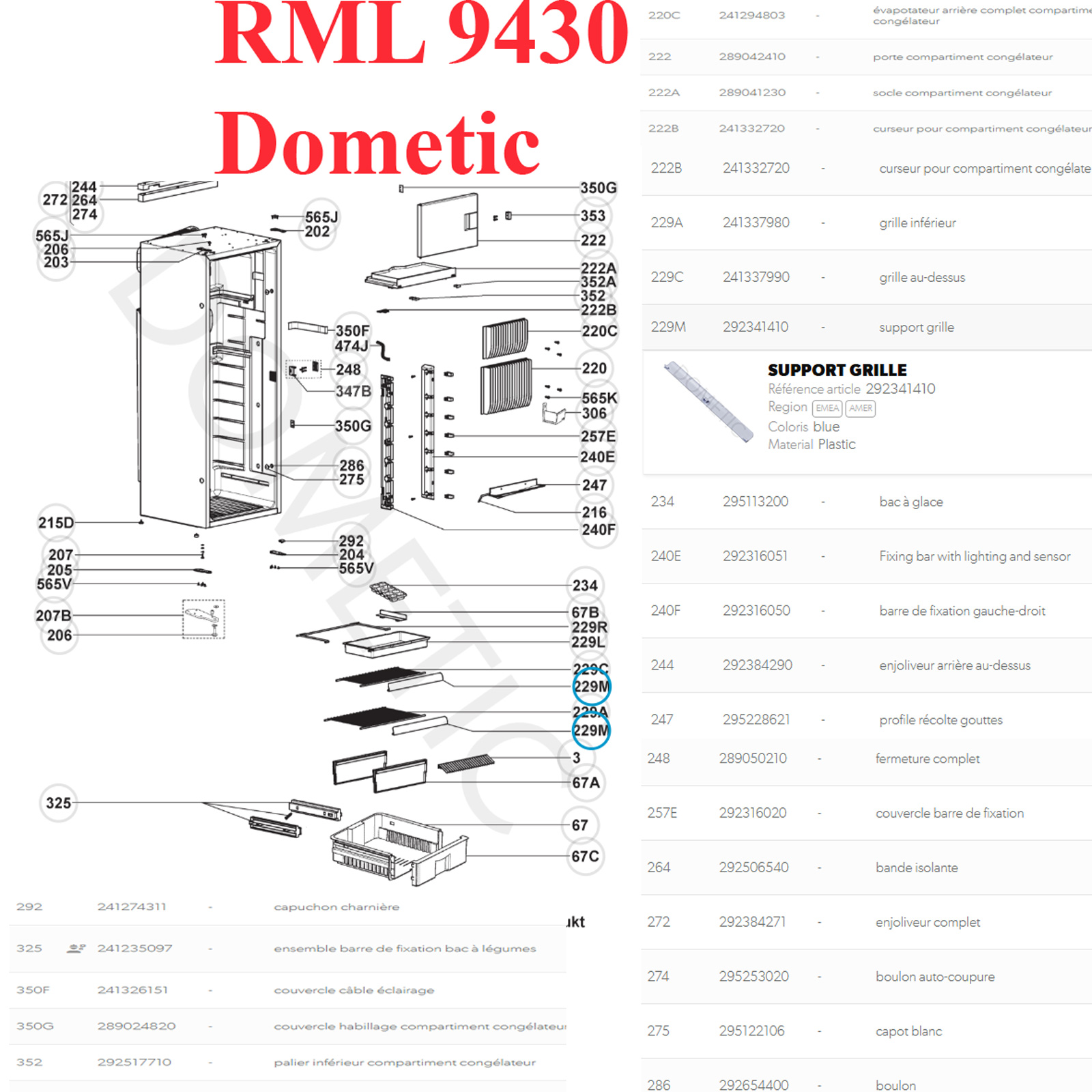 Dometic , un antichute étagère , support avant de clayette pour les réfrigérateurs : RML9430, RML9435, RML9431, RMLT9435 - DISPONIBLE VERS le 10 JUILLET – Image 3
