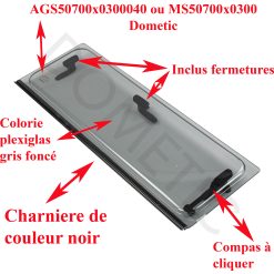 Dometic, vitre plexiglass gris foncé, ou baie de remplacement de fenêtre de camping-car projetable 700×300 mm pour MS50700x0300 ou AGS50700x0300040 - DISPONIBLE FIN SEPTEMBRE 2026