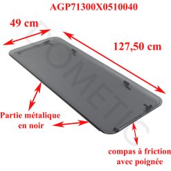 Alternative view of Seitz, vitre plexiglass S7P teinté foncé, ou baie de remplacement de fenêtre de camping-car projetable 1300×510 mm AGP71300X0510040 charnière en haut noir et compas à friction