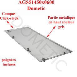 Dometic, vitre plexiglass S4 teinté clair, ou baie de remplacement de fenêtre de camping-car projetable 1450×600 mm AGS51450x0600 charnière en haut gris