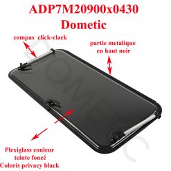 Dometic, vitre plexiglass noir, ou baie S7P de remplacement de fenêtre de camping-car projetable 900×430 mm ADP7M20900x0430 charniere en haut noir - Disponible fin Septembre 2026