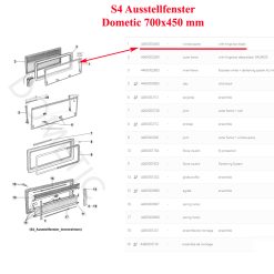 Dometic, vitre plexiglass S4 teinté foncé, ou baie de remplacement de fenêtre de camping-car projetable 700×450 mm AGS50700x0450040 charnière en haut noir , compas à click-clack – Image 7