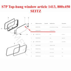 Seitz, vitre plexiglass S7P teinté foncé, ou baie de remplacement de fenêtre de camping-car projetable 800×450 mm AGP70800X0450040 charnière en haut noir et compas à friction – Image 3