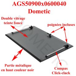 Dometic, vitre plexiglass S4 teinté foncé, ou baie de remplacement de fenêtre de camping-car projetable 900×600 mm AGS50900x0600040 charniere en haut noir – Disponible fin Septembre 2026 – Image 4