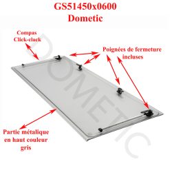 Alternative view of Dometic, vitre plexiglass S4 teinté clair, ou baie de remplacement de fenêtre de camping-car projetable 1450×600 mm AGS51450x0600 charnière en haut gris