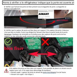 Alternative view of Dometic, capteur de porte des réfrigérateurs RC10.4T, RMD10.5, RMDT10.5, RML10.4  lorsqu'il y a une sonnerie indiquant la porte ouverte CODE 10 = porte ouverte .
