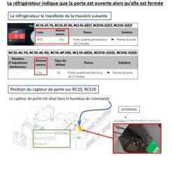 Dometic, capteur de porte des réfrigérateurs RC10.4T, RMD10.5, RMDT10.5, RML10.4  lorsqu'il y a une sonnerie indiquant la porte ouverte CODE 10 = porte ouverte . – Image 4