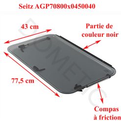 Alternative view of Seitz, vitre plexiglass S7P teinté foncé, ou baie de remplacement de fenêtre de camping-car projetable 800×450 mm AGP70800X0450040 charnière en haut noir et compas à friction